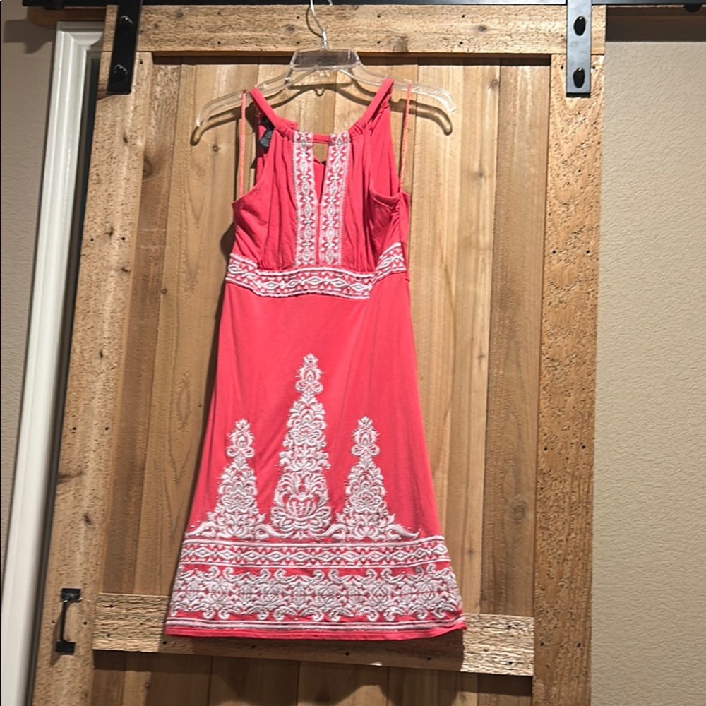 INC International Concepts Coral and White Midi Dress